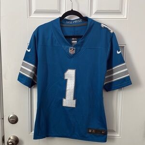 Nike Blue Detroit Lions #1 Jameson Williams  Football Jersey size Large
